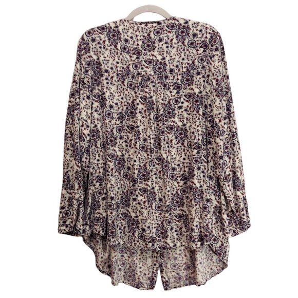 Daniel Rain Blouse womens 1x Peasant roll tab floral tie tassels silver buttons - Picture 11 of 15